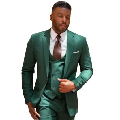 3 Classic Green Men's Suits Regular Fit Formal Wedding Customization Groom's Ball Dress Sports Jacket Set