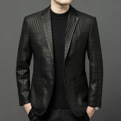 Men's Sheepskin Leather Blazer – Slim Fit Winter Jacket