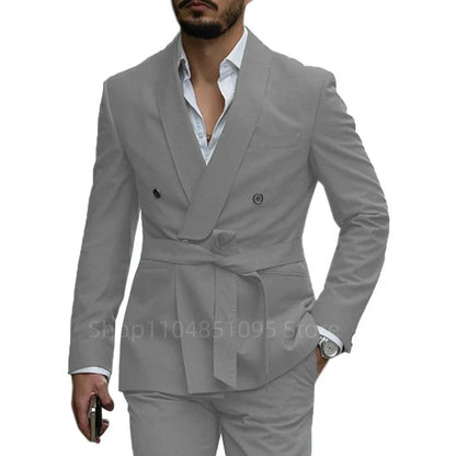 Slim Fit Shawl Lapel Men's Wedding Suits 2 Piece Formal Business Groom Wear Fashion Style Blazer Pants Tuxedos Costume Homme