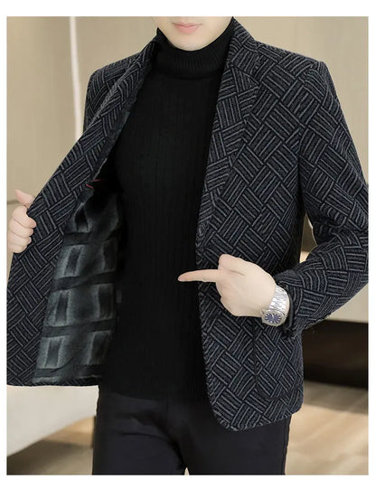 Blazer Autumn and Winter Men's Fashion Outdoor Travel Youth Wedding Slimming Casual Formal Wear with Cotton Warmth Blazer  2025