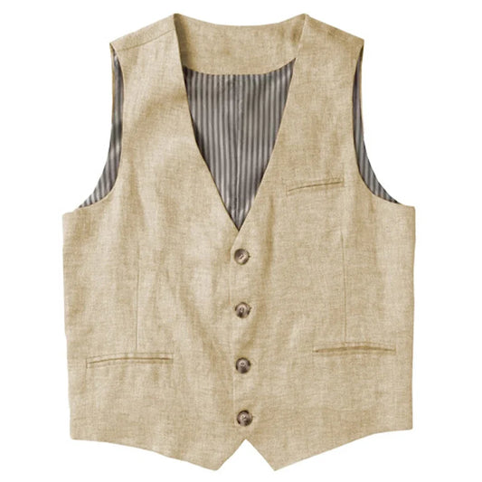 Men's Herringbone Microfiber Vest – Single Breasted Dress Waistcoat for All Seasons