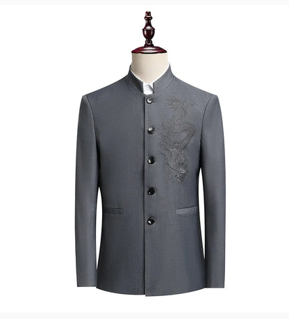 Blazer Men Fashion Gentleman Business Slimming Outdoor Zhongshan Suit Trendy Banquet Host Casual Wedding Stand-up Collar Blazer