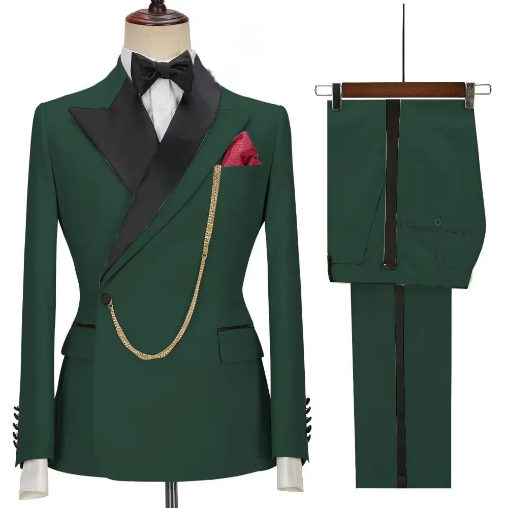 Slim Fit Monochromatic Terno De Trespassado for Men Jacket And Pants Wedding Groomsmen Formal Ternos Dinner Smalking Suit