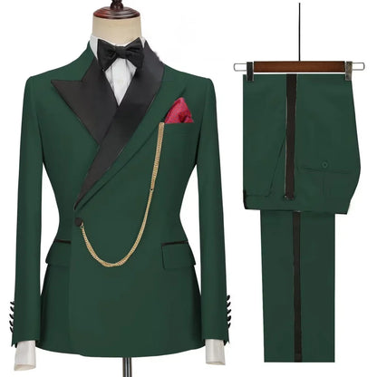 Slim Fit Monochromatic Terno De Trespassado for Men Jacket And Pants Wedding Groomsmen Formal Ternos Dinner Smalking Suit