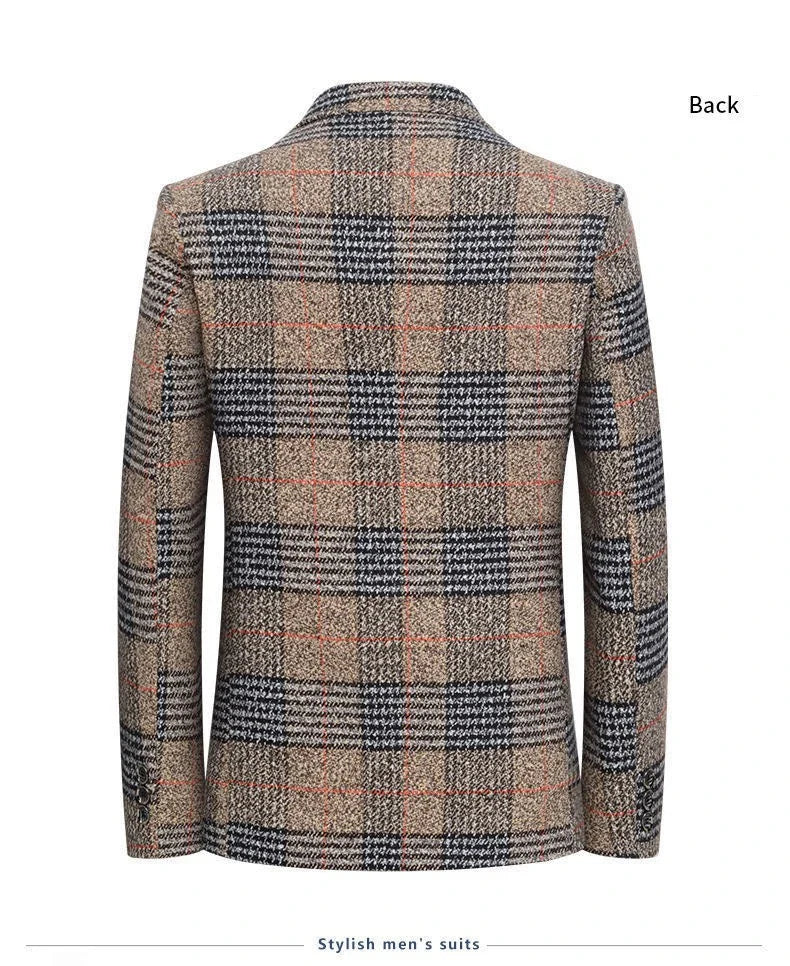Classic Men's Suit Jacket England Plaid Blazers High Quality Business Causal Suit For Men Clothing Conjuntos De Blazer