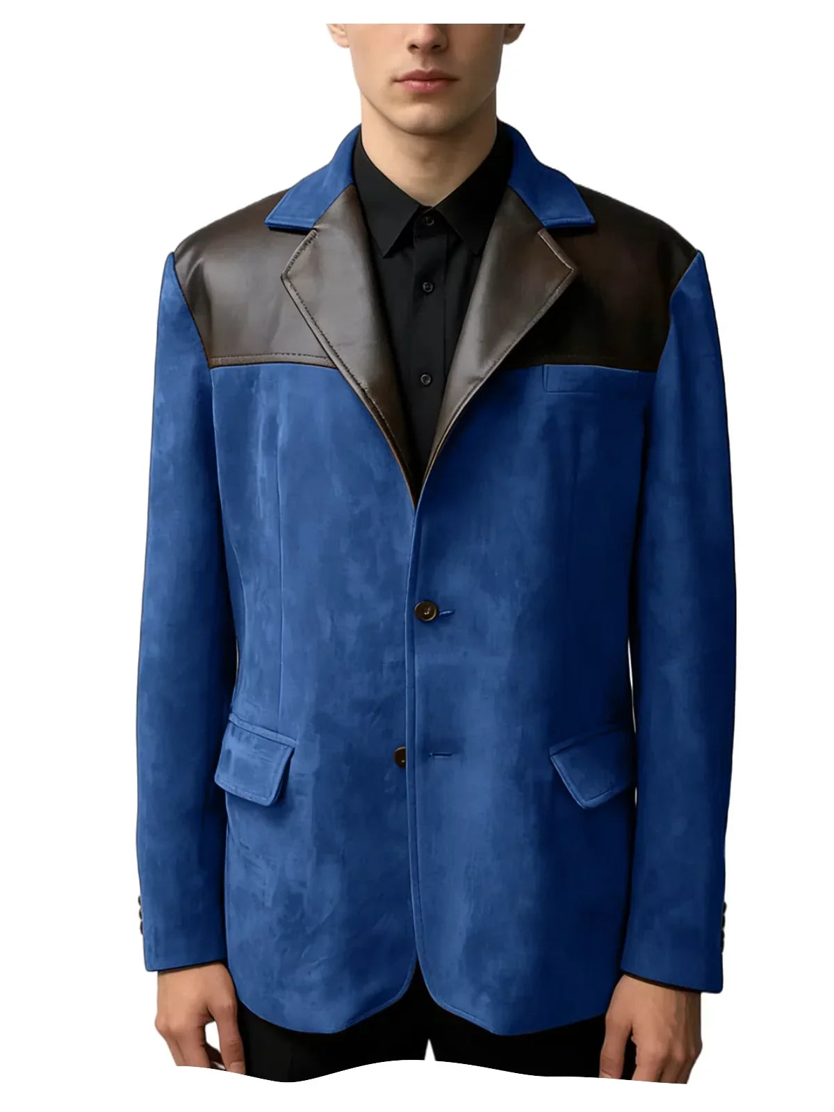 Men's Suede Blazer Single Breasted Slim Fit Classic Suit