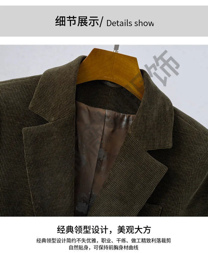 High Quality Fabric Corduroy Formal Women Business Suits OL Styles Professional Pantsuits Office Work Wear Autumn Winter Blazers