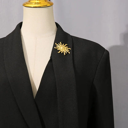 Women Chic Blazer Double Breasted Metal Button Decoration Elegant Trend Coat Office Lady High-End Jacket New Spring HK19942