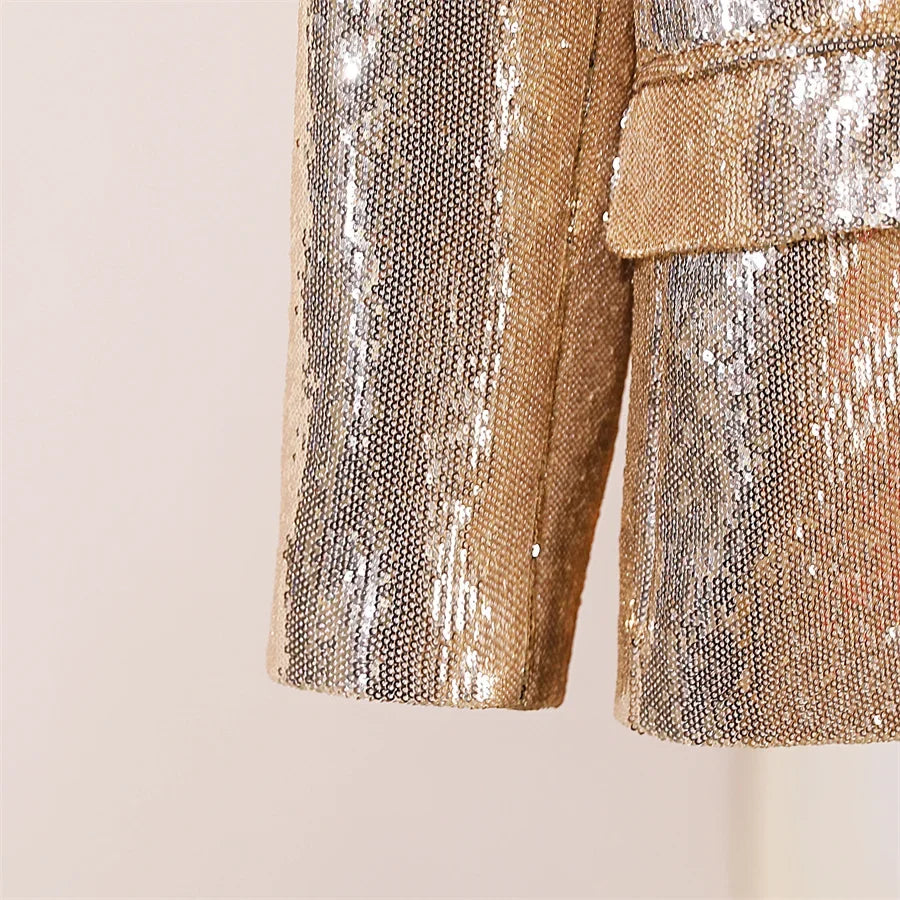Men's Casual Blazers Suit Jackets Singer Silver Sequins Party Glitter Club Bar Concert Shiny Coat Stage Performance Costume