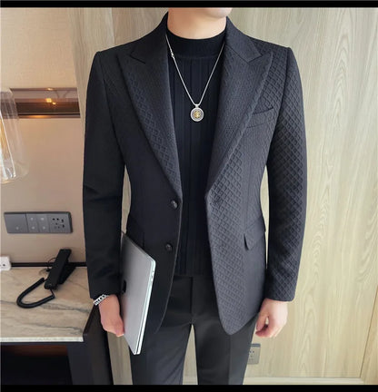 Autumn Winter Single Breasted Wedding Suit Jacket for Men Business Casual Slim Fit Blazers Banquet Party Social Suit Jackets