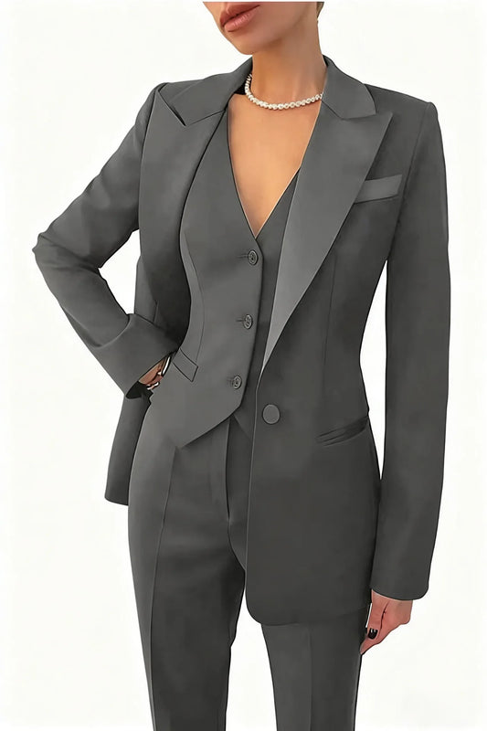 Elegant Burgundy Women's Suit Jackets One Button Long Sleeve Spring Summer New Arrival Professional Business 3PCS Pant Suits Set
