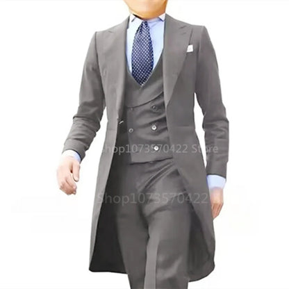 Costume 3 pièces élégant rouge pour homme coupe slim, blazer à simple boutonnage, gilet et pantalon, idéal pour mariage, smoking de marié, ou tenue d'affaires et de soirée