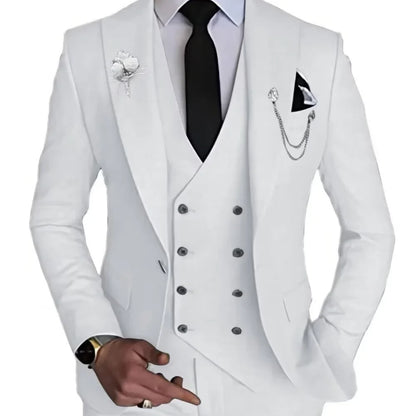 Elegante Conjunto de Traje Azul para Hombre de 3 Piezas: Chaqueta, Pantalones y Chaleco, Corte Entallado, Solapa de Muesca, Alta