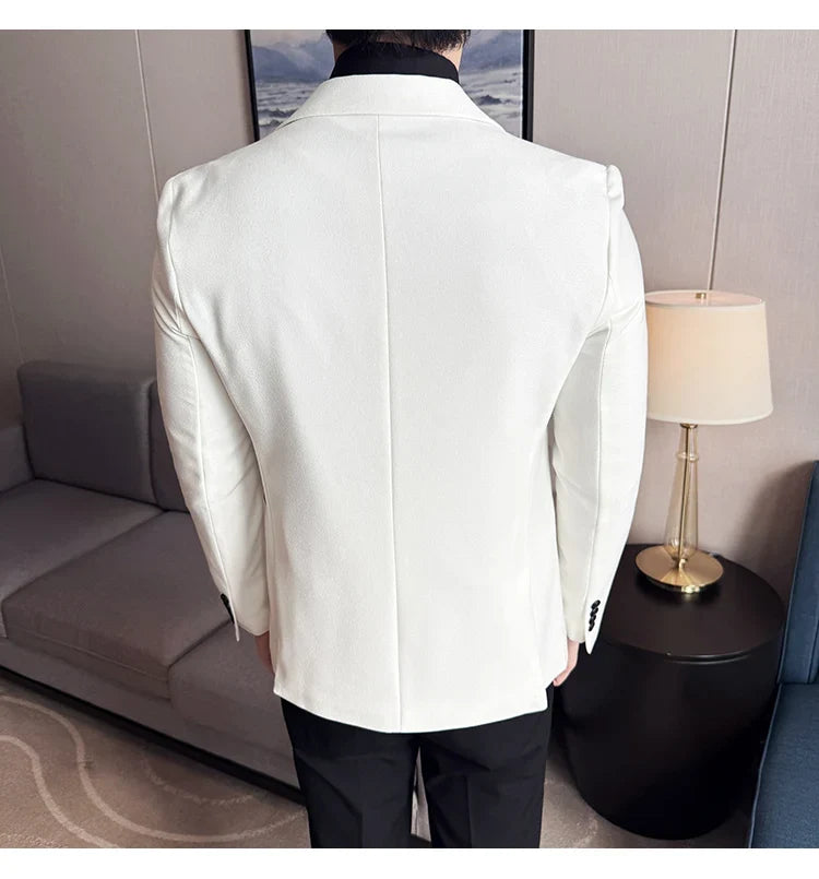 High-end Shiny Business Casual Suit Jacket Men British Style Slim Fit Office Work Men Blazers Wedding Groom Dress Coats 2025