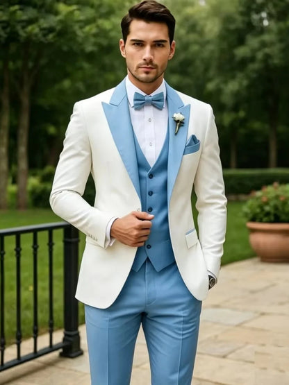 High Quality Men's Color-blocked Suits 3 Pieces For Formal Occasion Classy Peak Lapel Suit Set For Man Business Outfit XS-6XL