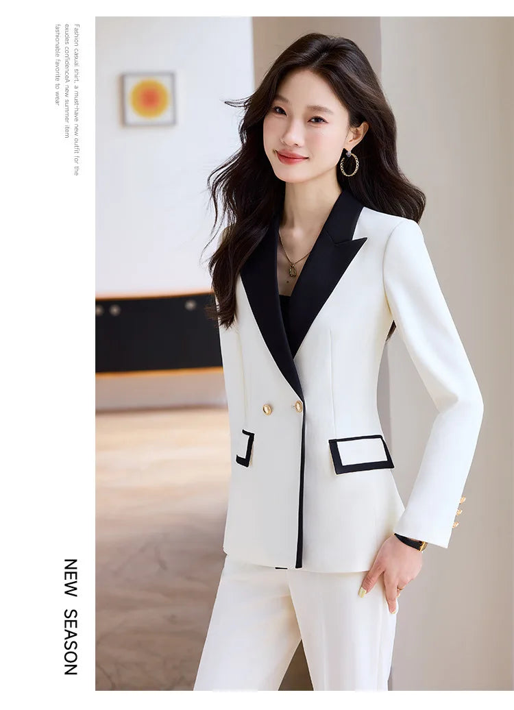 Elegant Business Chic Formal Blazer Pants Set for Woman Spring Autumn 2025 Fashion Hit Color Jackets Trousers Suits 2 Piece