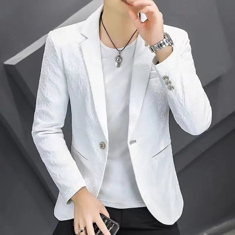 Men's Slim Fit Blazer – Single Button Casual Suit Jacket for Autumn & Winter