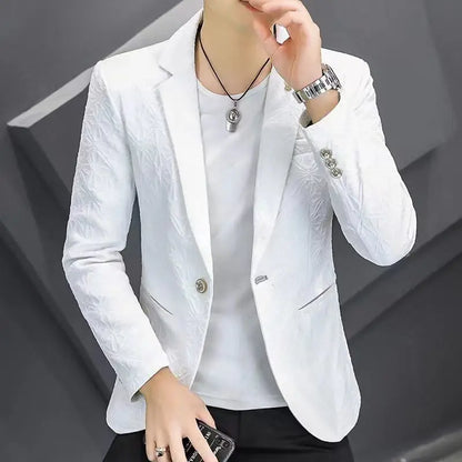 Men's Slim Fit Blazer – Single Button Casual Suit Jacket for Autumn & Winter