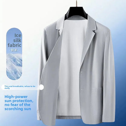 Summer Lightweight Sun Protection Blazer for Men - Stylish, Breathable, Casual, Icy Sensation, Lightweight, Silky Elastic Blazer