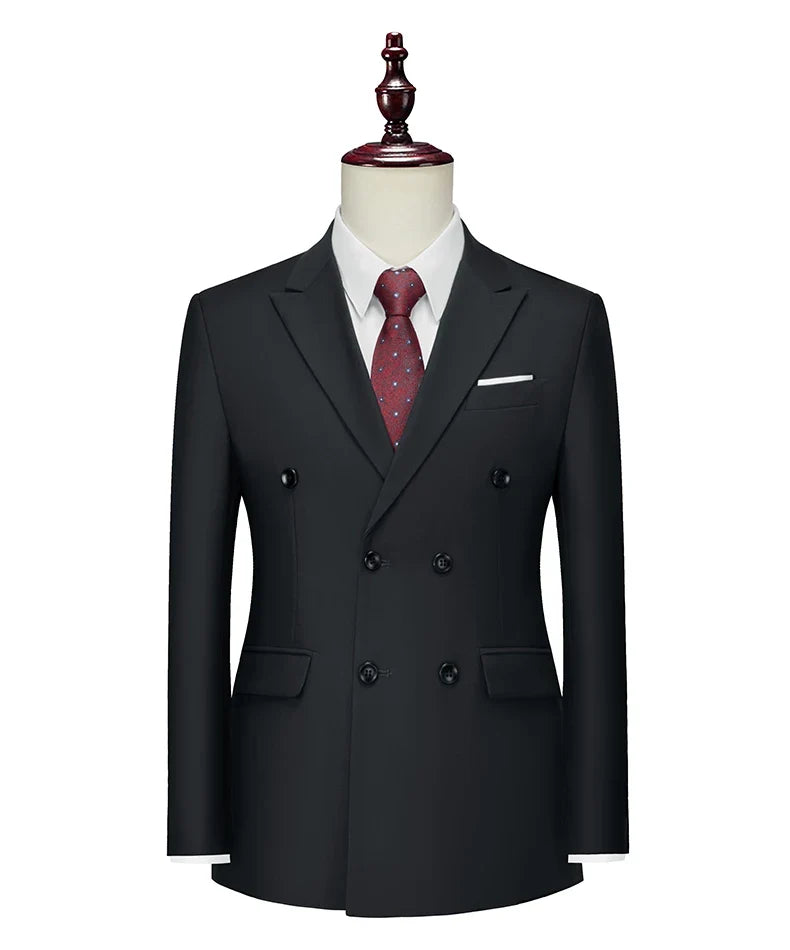 Men's Double Breasted Blazer – Formal Solid Color Suit Jacket for Weddings & Business