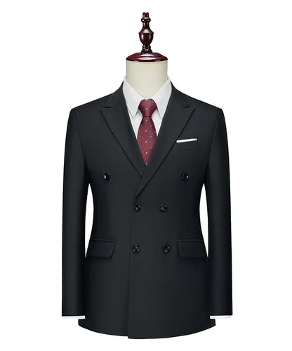 Men's Double Breasted Blazer – Formal Solid Color Suit Jacket for Weddings & Business
