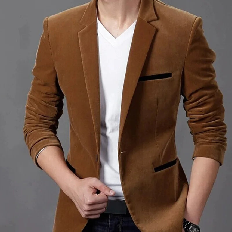Blazer: A Fashionable Outdoor Men's Travel Gentleman's Versatile Solid-color Trend Leader for Casual and Breathable Wear. Blazer