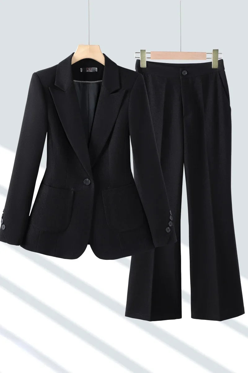 Fashionable professional women's high-quality two-piece trousers + blazer set. 2025 autumn and winter new styles