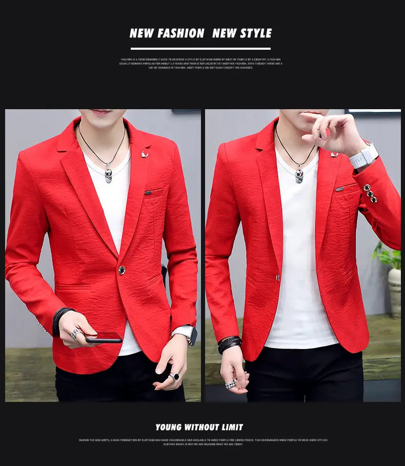 Blazer: Outdoor Fashion, Business-style, Gentleman's Wedding Host, Campus Casual, Relaxed, Korean-style, Youthful Men's Blazer