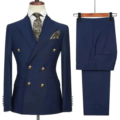 Men's Double Breasted Slim Fit Suit Set for Wedding and Formal Occasions – Multi-Color