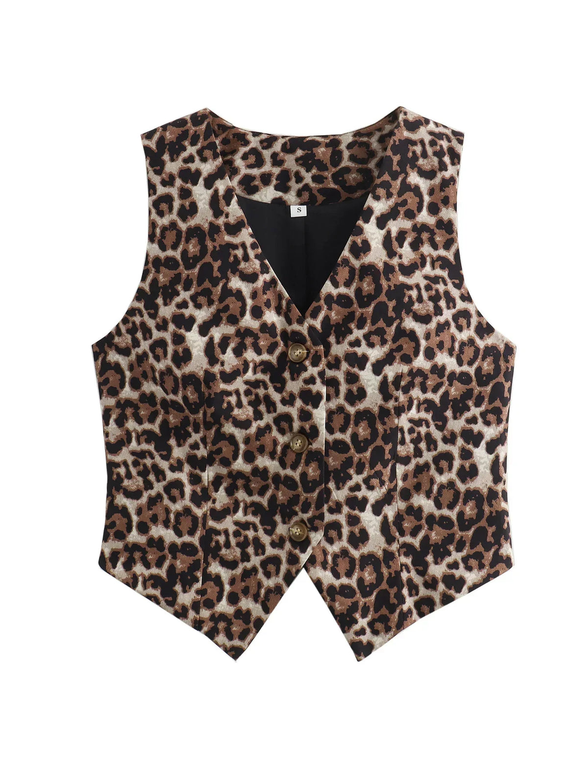 Leopard Lady Vests Vintage Cropped Sleeveless Vest Women Outerwears Animal Print Women's Suit Vest V Neck Casual Waistcoat
