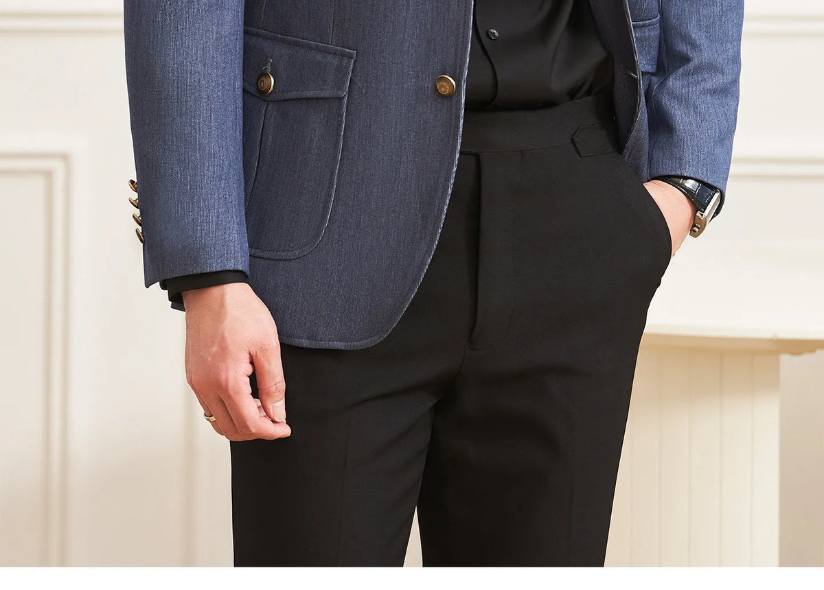 High Quality Men's Denim Style Suit Jacket Vintage Luxury Slim Fit Business Fashion Casual Suit Coat Formal Wedding Tuxedos