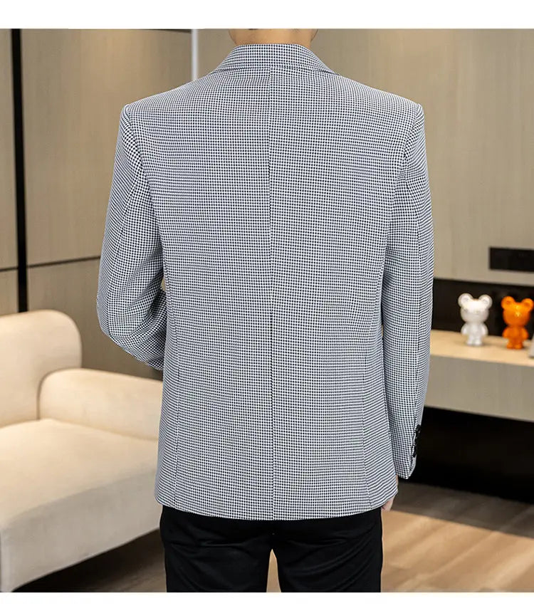 Men's Smart Casual Blazer Single Breasted Slim Fit Solid Color Spring Autumn Jacket