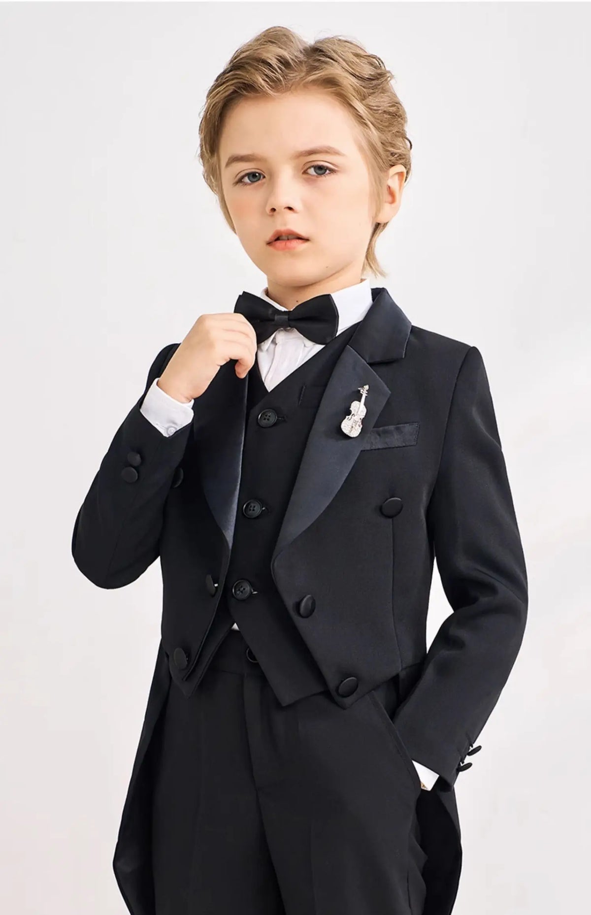 Boys Black 007 Piano Photography Suit Kids Party Ceremony Costume Children Birthday Wedding Prom Eve Performance Tuxedo Dress
