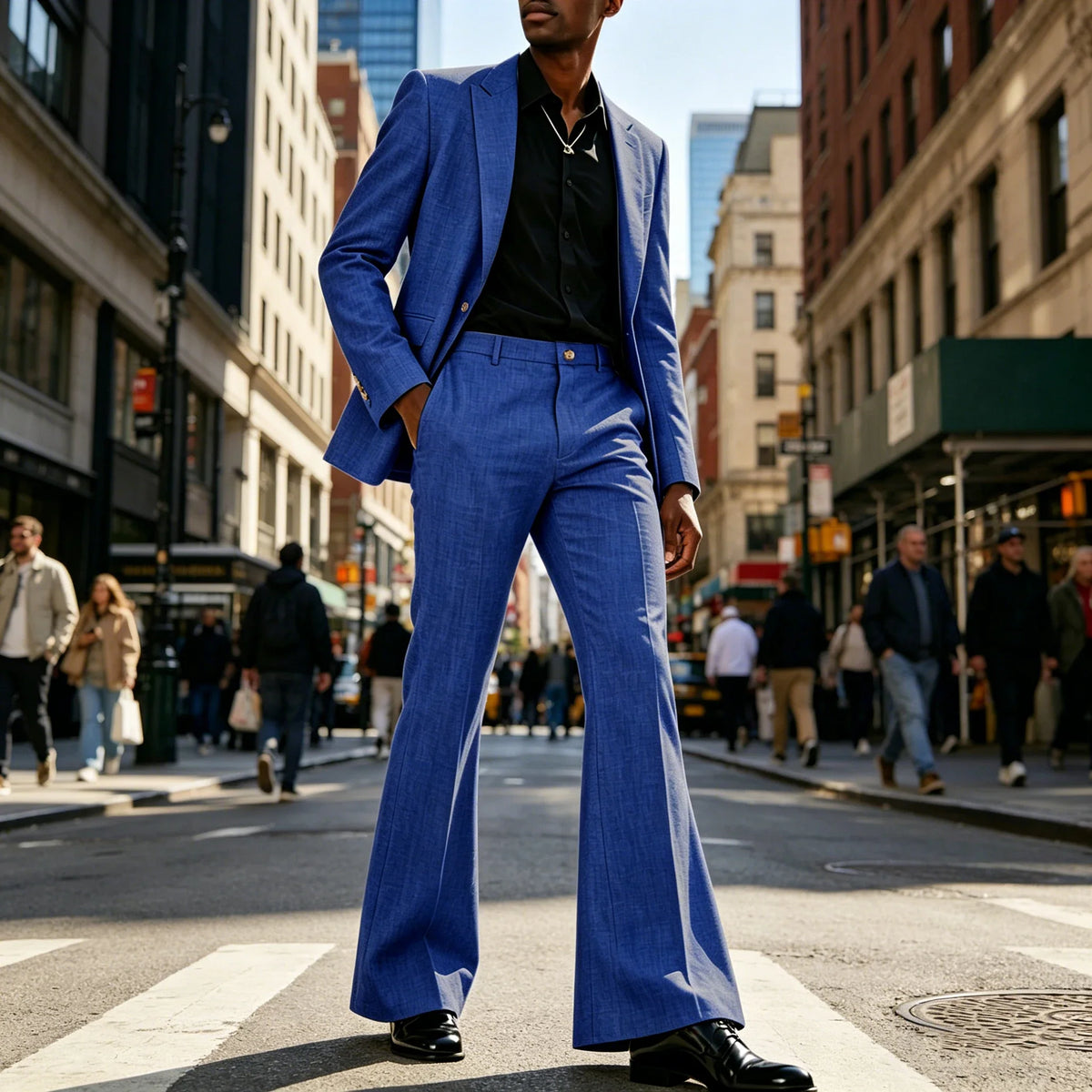 Men's 2-Piece Retro Flare Suit – Slim Fit Bell Bottom Blazer & Wide Leg Pants for Formal Occasions