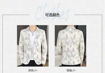 Blazer Autumn and Winter Men Fashion Outdoor Wedding Slimming Business Versatile Printed Casual Korean-style Formal Wear Blazer