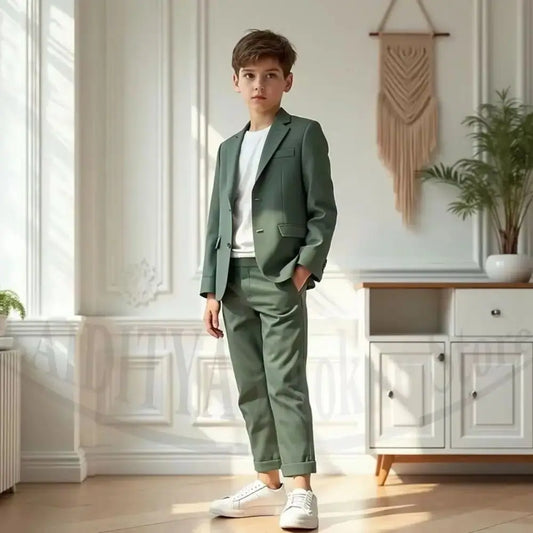 Kids Suit Set for Boys 2 Piece Notch Lapel Casual Formal Wear Blazer and Pants Slim Fit Daily Party Wedding Children Tuxedo