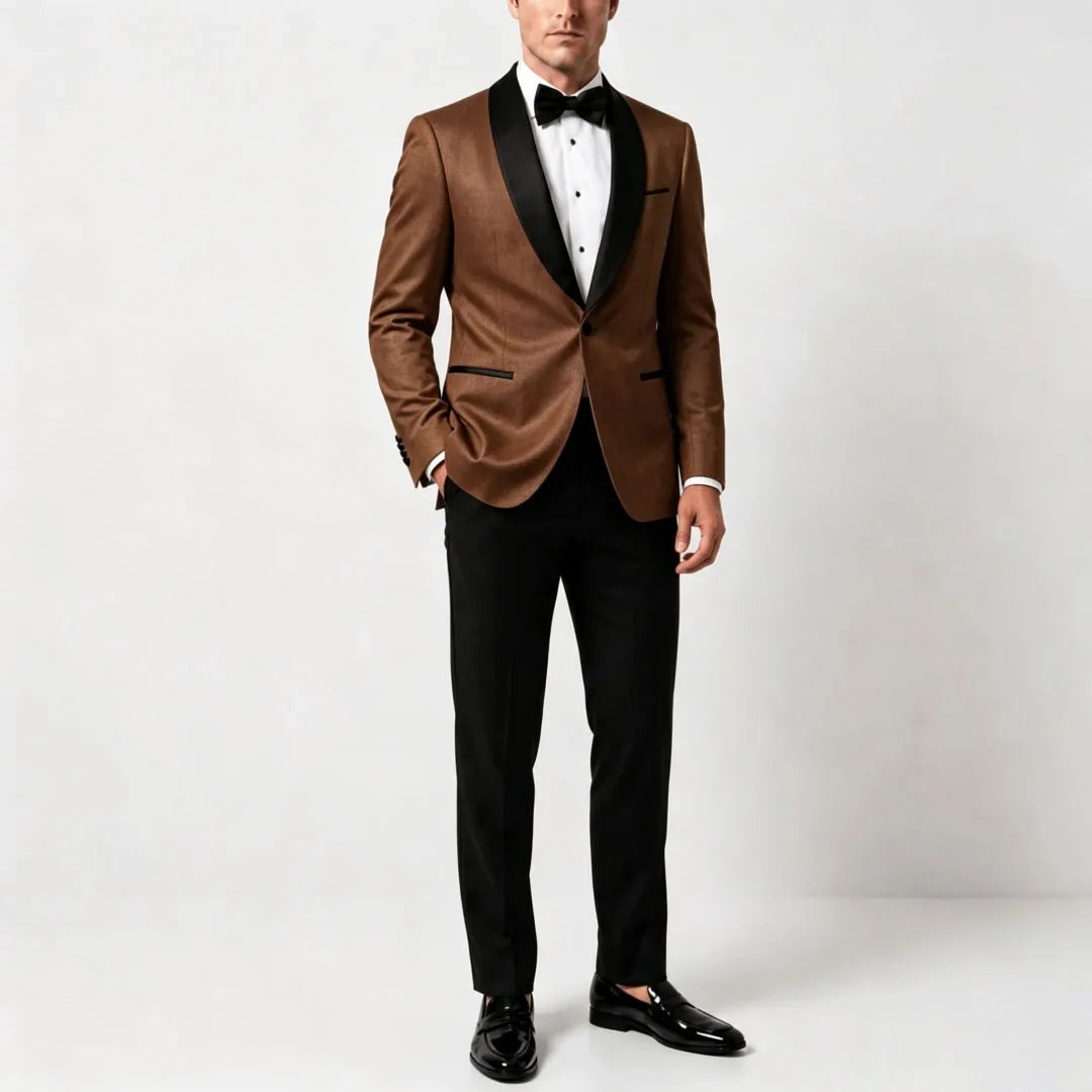 Men Suit Yellow Black 2 Pieces Lapel Single Breasted For Wedding Groom Birthday Banquet Party Business Work Office Jacket Pants