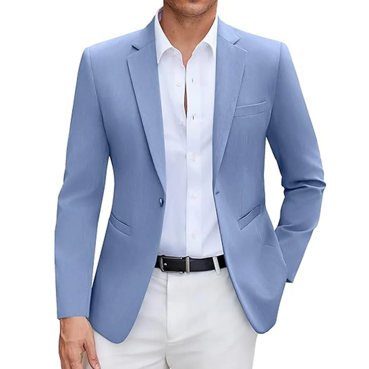 Men's Casual Blazer Slim Fit Suit Jacket Lightweight One Button Formal Business Sport Coats for Wedding Prom Party Office New