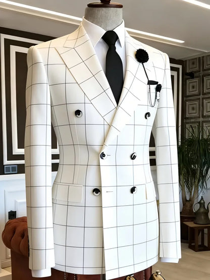 Men's Minimalist Casual Blazer Slim Fit Double Breasted High Quality Fashion Business Work Groom Wedding Party Man Jacket Coat