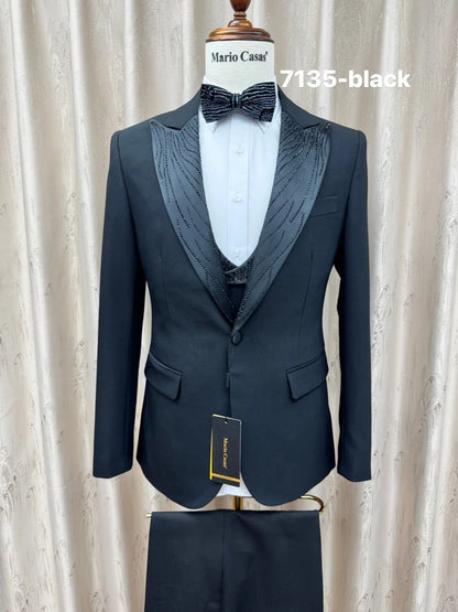 Classy Formal Man Suit Set 3 Pieces Wedding Groom Sets Handsome Peak Lapel Men's Slim Fit Tuxedo Business Party Wear S-3XL