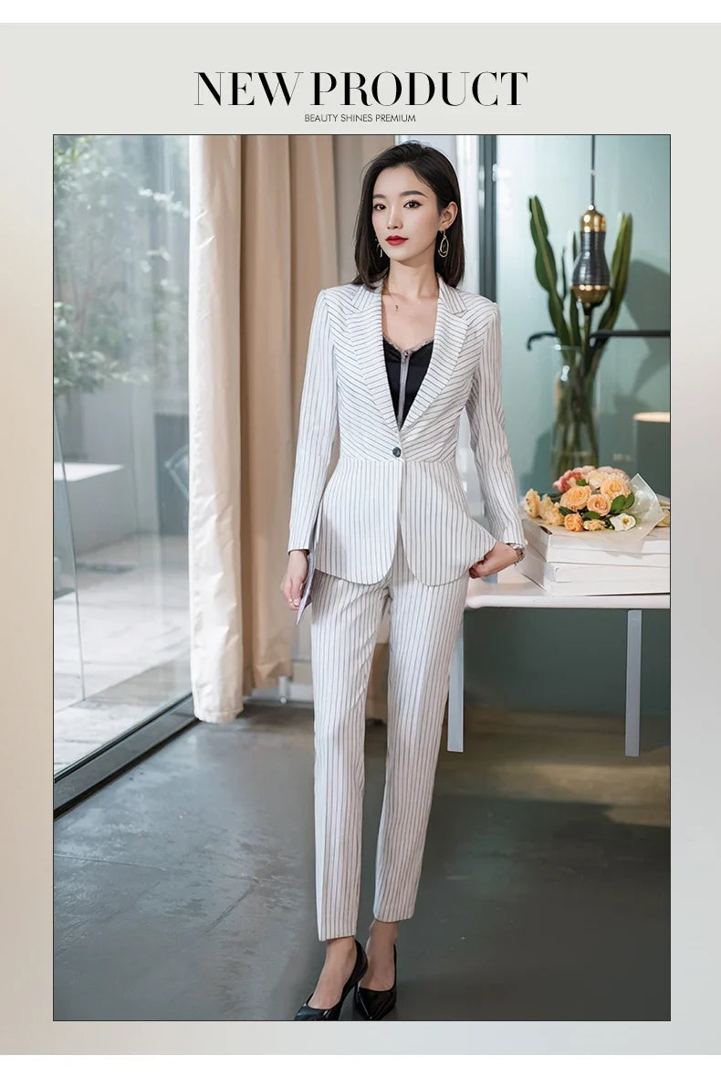 Striped Fashion Women's Suit Set, High Quality Two-Piece Pants + Suit Jacket. New spring/summer 2026