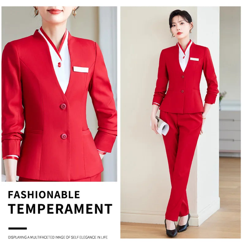 2024 fashionable professional womens clothing. Two-piece long-sleeved suit + pants. High quality slim fit womens business