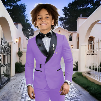 Navy Blue Boy Suits Wedding Kids Tuxedos 2 Pieces Formal Blazer Shawl Lapel Double Breasted Prom Suits (Jacket+Pants)