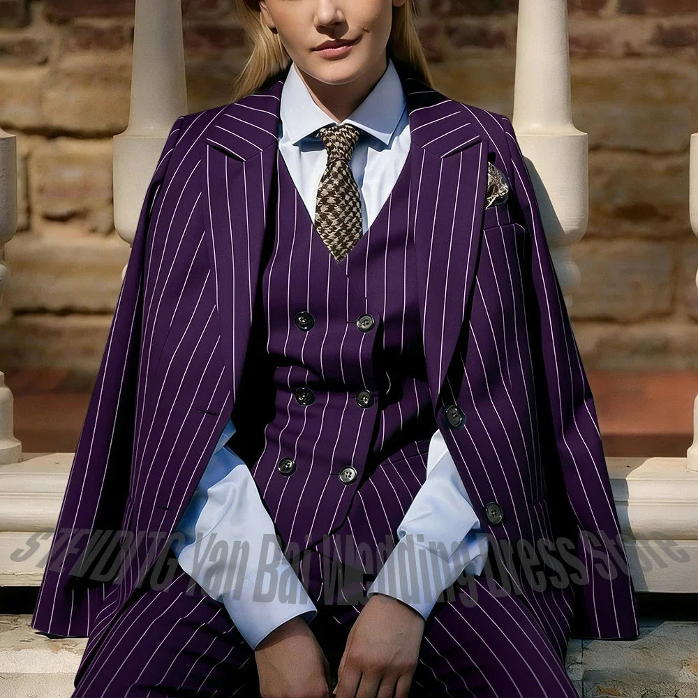 Formal Business Women's Suits Chic Single Breasted Peaked Lapel Office Work Smart Casual Female Clothes Set Three Pieces