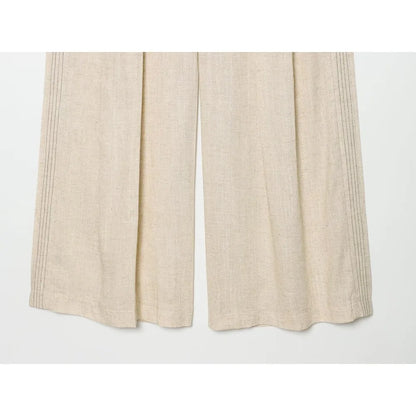 Stylish Commuting Style Pant Sets for Women Mandarin Collar & Long Sleeve Pleated Blazer Matching Topstitched Straight Leg Pants