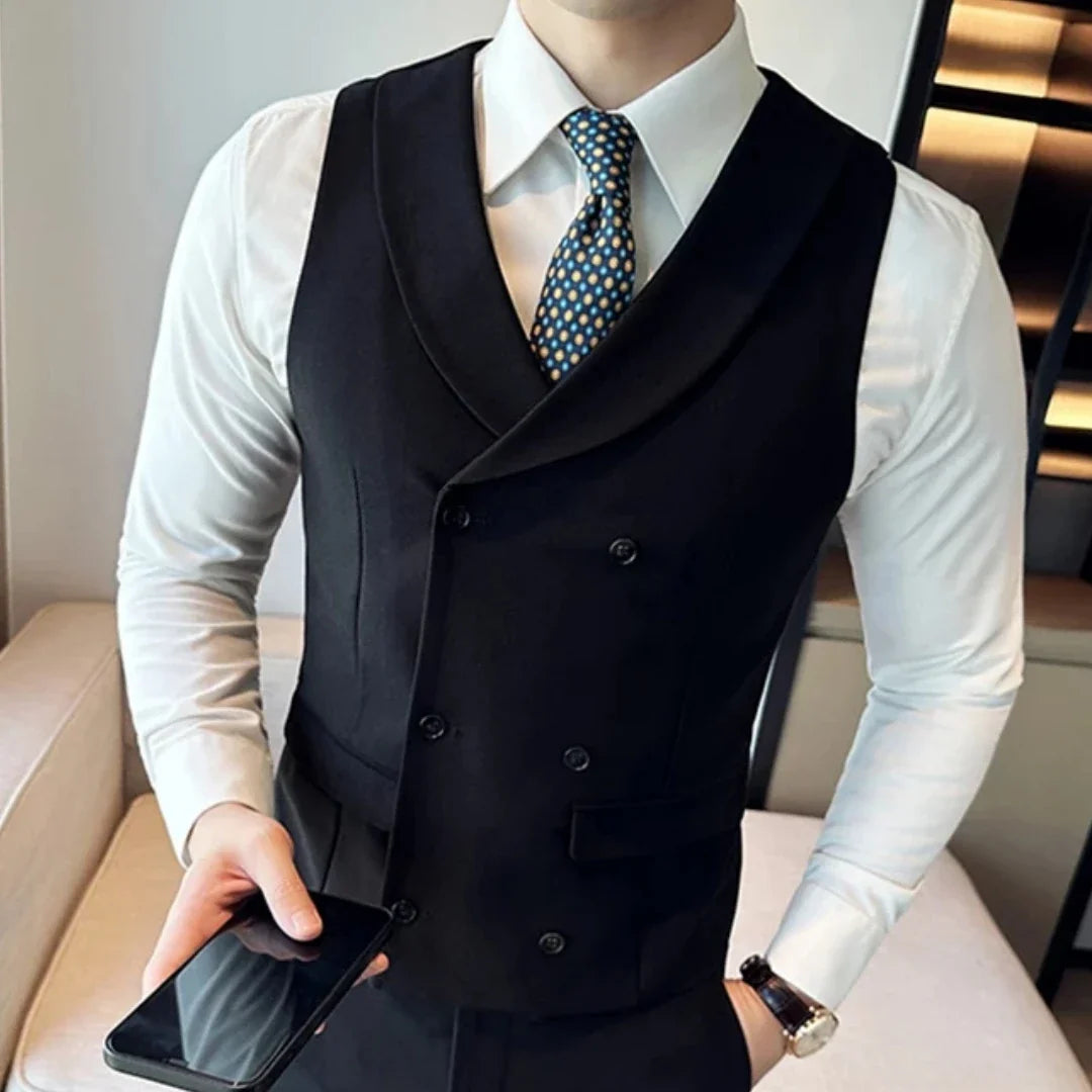 Men's Vest Double Breasted Lapel Waistcoat for Weddings and Formal Occasions