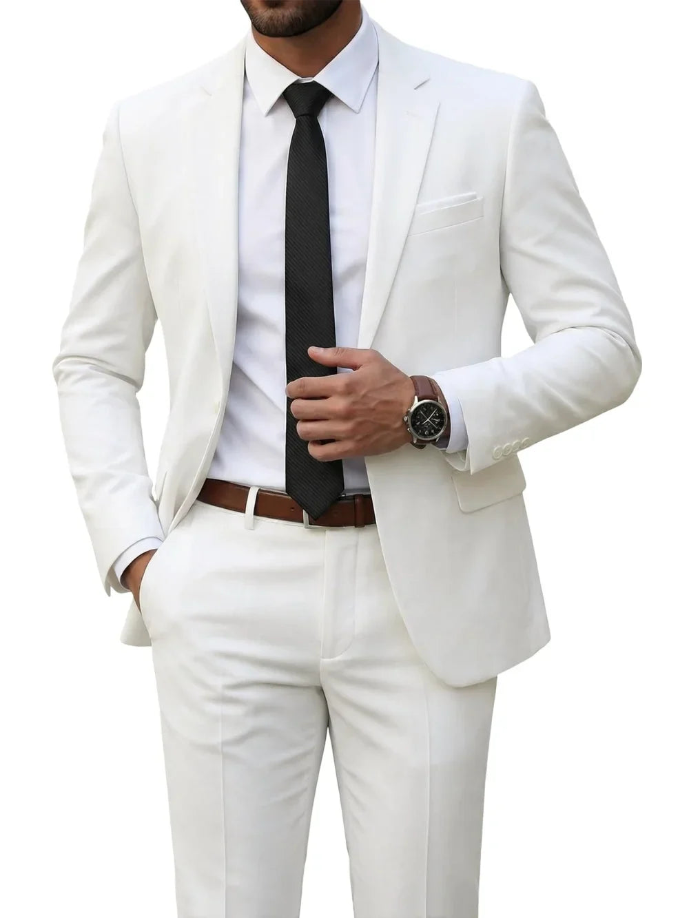 Hot Sale Man Suit Set 2 Pieces Jacket Pants Business Outfit Notched Lapel Casual Men's Regular Fit Tuxedo Wedding Guest Clothes