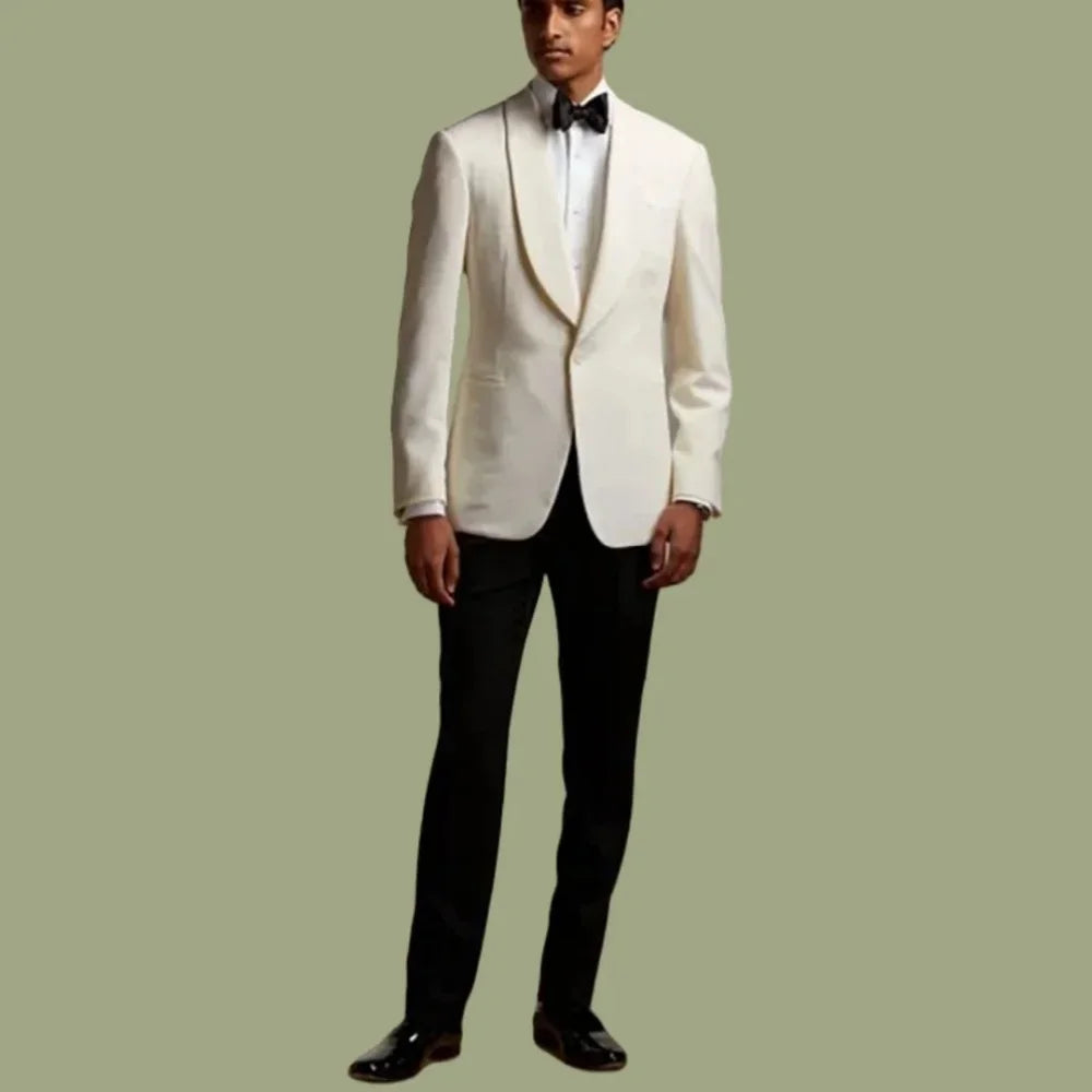 2026 Fashion Men's White High-End Suit  Blazer Four Seasons Business Formal Wear Anti-Wrinkle Suit Workplace Work Cloth