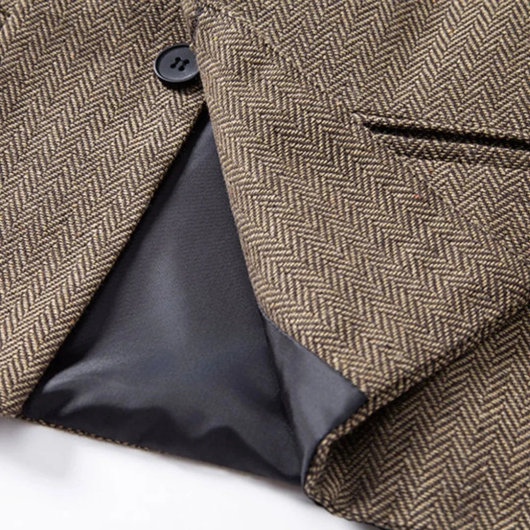Men's Vest – Herringbone Single-Breasted Waistcoat for Weddings & Business