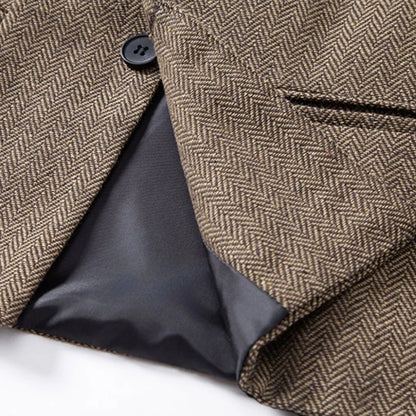 Men's Vest – Herringbone Single-Breasted Waistcoat for Weddings & Business